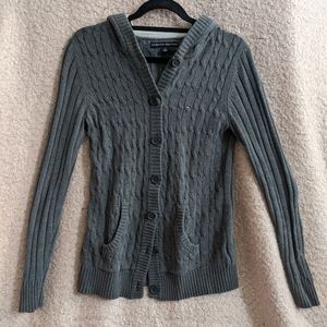 Grey Knitted Button Up Sweater
